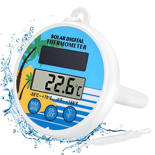 Gafild Digital Flotante Solar Piscina Termómetro, Termómetro de Piscina Floating Pool Thermometer para Todo Uso en Piscina spas, Jacuzzis, Acuarios y Peces estanques