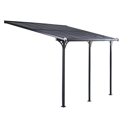 GARDIUN KIS13018 - Pérgola de Pared Elliot - 18.8 m² 619 x 305 x 227/272 cm, Aluminio y Policarbonato