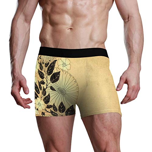 GOSMAO Fitted Boxer Bóxer Patrón de Flores de Margarita Boxer Calzoncillos para Hombre,9,XXL