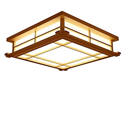 GQLB Luces De Estilo Japonés Con Tatami Estudio Luces Nórdicas 35 * 35 * 12 Cm Led Lámpara De Techo De Madera Maciza Dormitorio Personalizado, Luz Cálida Iluminación Creativa