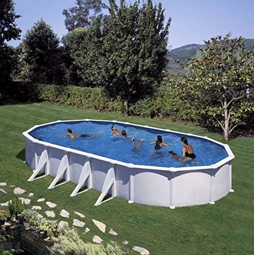 Gre KITPROV918 Atlantis - Piscina Elevada Ovalada, Aspecto Acero Blanco, 915 x 470 x 132 cm