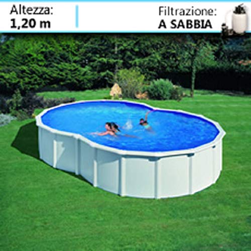 GRE - Piscina ocho modelo VARADERO con pared de acero blanco - 500x340x120