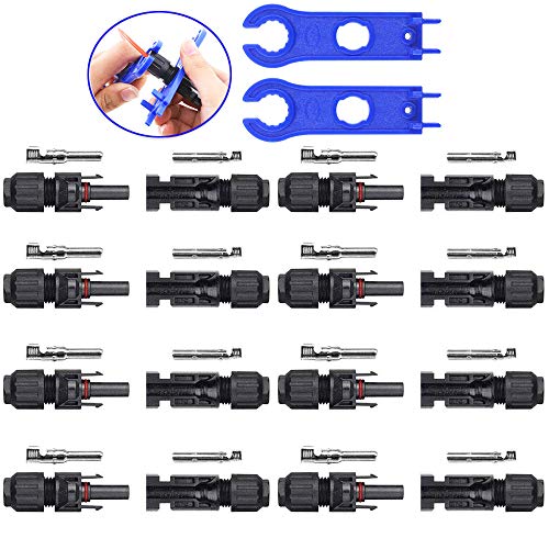 GTIWUNG 8 Pares Solar Panel Cable Conector, Conector Solar Fotovoltaico, Macho/Hembra Conector Impermeable de Anillo de Sello Impermeable, Conectores de Cable de Panel Solar para Sistema Fotovoltaico