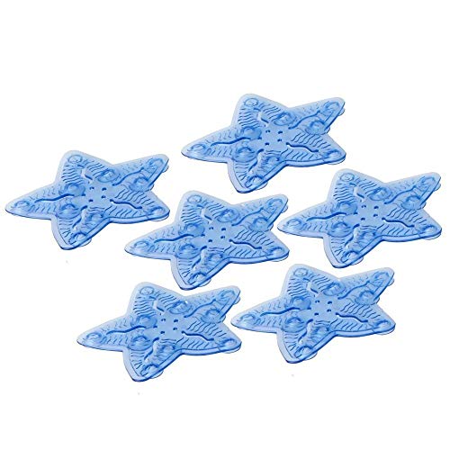 H HANSEL HOME Pack de 6 Pegatinas Antideslizantes para Ducha o bañera, diseño de Estrella, Color Azul 10,50 X 10,50 CM