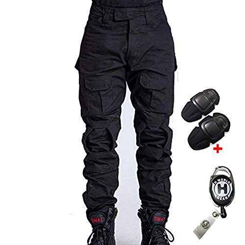 H Welt EU - Pantalones militares del ejército táctico, para airsoft o paintball, pantalones de lucha para hombre con rodilleras, color negro, tamaño extra-large