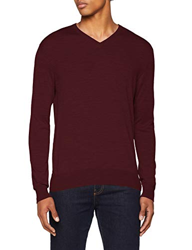 Hackett London FF GG Merino V Suéter, Rojo (Merlot 297), L para Hombre