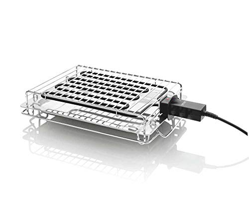 HAEGER NEW ALABAMA - Grill Eléctrico/Parrilla Eléctrica 2400W,asa anticalórica, bandeja de goteo en INOX, resistencia movible para una fácil limpieza, base estable