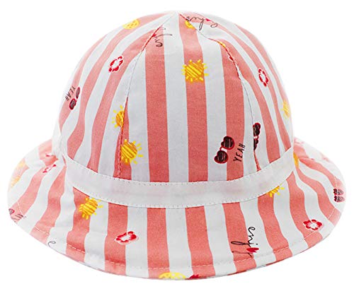 Happy Cherry - Sombrero Pescador para Bebés Niñas Suave Gorro de Sol con ala Infantil para Playa Verano - Rayado - 0-6 Meses/44cm