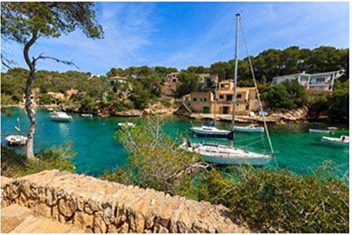 HCYEFG Puzzle 1000 Piezas Yates Anclados En La Hermosa Bahía Cerca del Pequeño Pueblo Pesquero De Cala Figuera En La Isla De Mallorca España Arte Bricolaje para Adultos Mayores Adultos