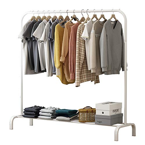 HDBN Perchero Estante de la Ropa Industrial de la tubería Comercio Ropa Rack con Estante de Almacenamiento para oficinas, hoteles (Color : White, Size : 120x45x150cm)