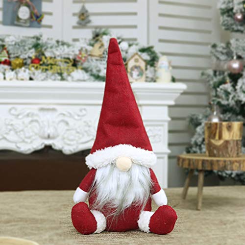 HELEVIA Decoración navideña sin rostro, figurillas decorativas navideñas Figuras sentado Papá Noel tema parado Ángel navideño decoración estatuilla sombrero de invierno bufanda