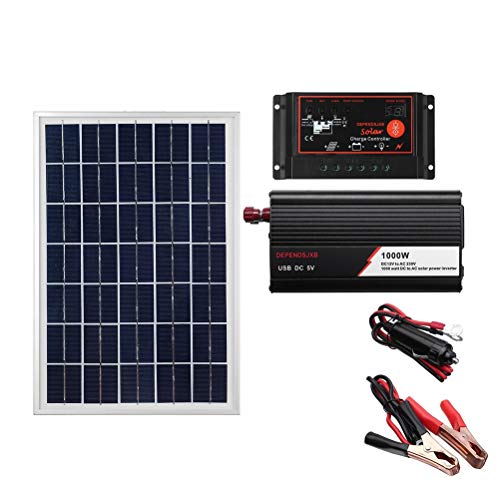 High song Paneles solares Sistema De Panel Solar De 12 V / 24 V, Panel Solar De 18 V, 20 W, Controlador De Carga De 40A / 50A / 60A, Kit De Inversor Solar De 1000 W, Generación De Energía Completa