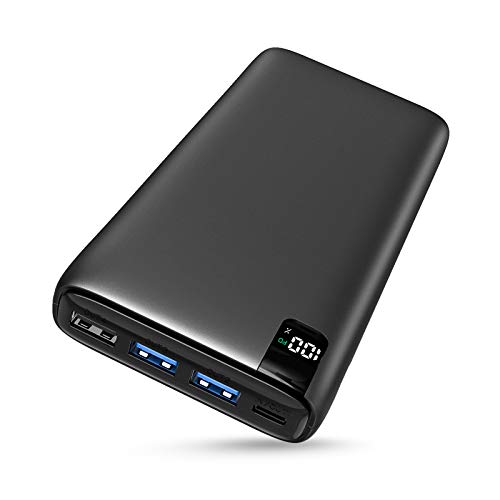 Hiluckey Batería Externa 18W Power Bank 26800mAh, QC 3.0 Carga Rápida Cargador Portátil con 4 Puertos y Luces LED Digital para iPhone X/ 8, iPad, Android Smartphones Tabletas y Más