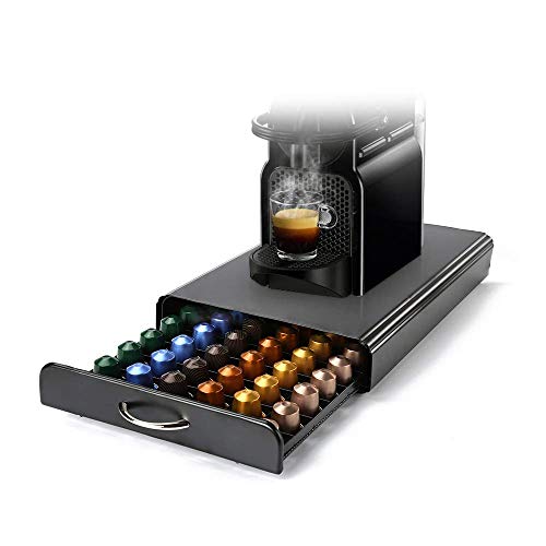 HiveNets Nespresso Cajón para Almacenar Cápsulas de Café Portacápsulas Soporte con Metal para 60 Pcs