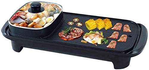 Hogar 1300W Multifunción Parrilla Freying Pan Parrilla Dual Parrilla Hot Pot Pot Pote Eléctrico Molde De Hornear Eléctrico, Adecuado Para 4-6 Personas