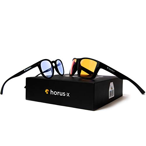 Horus X • Gafas antiluz azules para juegos y escritorio, con filtro de protección (50 – 100%) • Anti luz azul pantalla • Juegos de videoconsola, ordenador