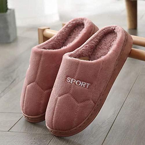 HUSHUI Espuma De Memoria CáLido Comodidad Pantuflas,Zapatillas cálidas de Interior de Suela Gruesa, Zapatos de algodón de otoño e Invierno-Rojo 9_36-37,CáLido Pantuflas Memoria Espuma