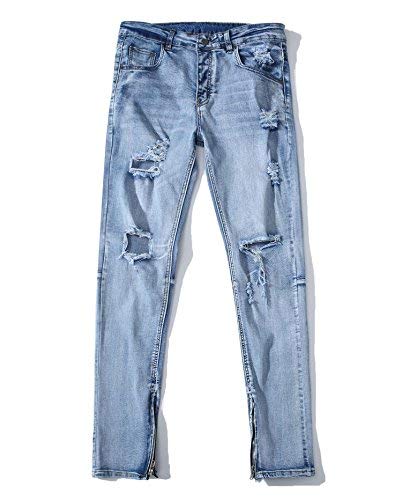 HX fashion Pantalones Casuales para Hombres Stretch Pft Jeans Slim Tamaños Cómodos Fit Pantalones Vaqueros Azules Lavados con Agujeros Chern Jeans Ropa (Color : Colour, Size : 3XL)