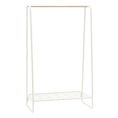 Iris Ohyama 530478 Perchero/Espacio de almacenajecon Ganchos movibles para Accesorios de Metal y MDF Madera-Garment Rack PI-B5 L-Robe Claro y Blanco, 64 x 90 x 150 cm