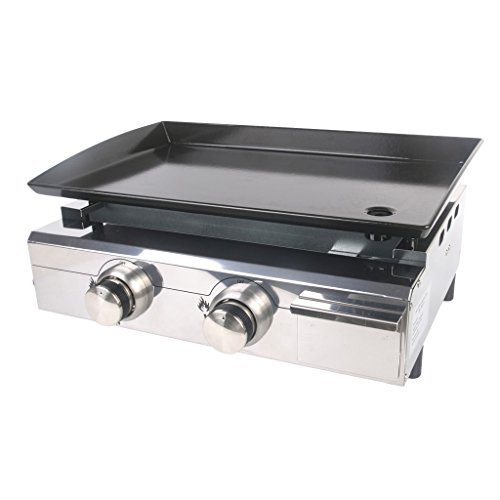 itopk Itchen exterior Gas plancha BBQ LPG CE 2 quemadores Barbacoa Acero Inoxidable Esmaltada Hierro Fundido placa acero inoxidable cuerpo kochbereich: 520 * 340 mm