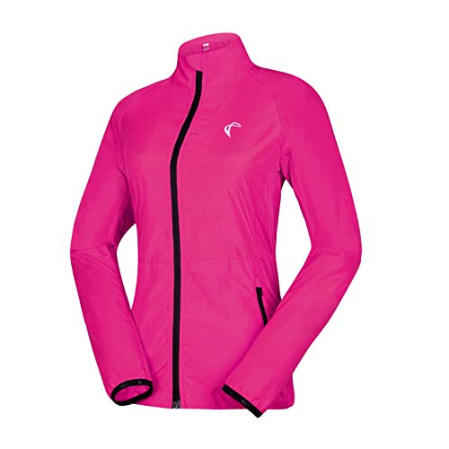 J.CARP Chaqueta cortavientos plegable para mujer, superligera y visible, para ciclismo activo al aire libre, para correr, S, Rojo rosa