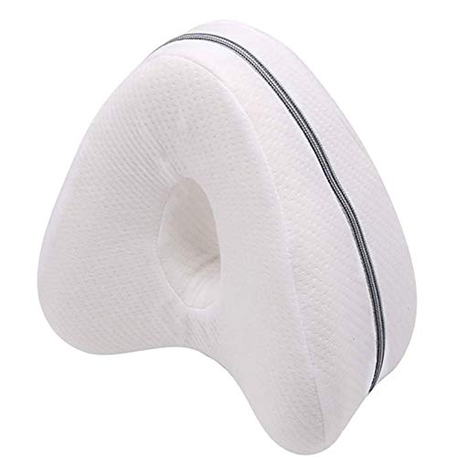 JEMESI Almohada Ortopédica para Pierna y Rodilla,Almohadilla para Dormir de Lado,Espuma con Memoria, Alivia el Dolor de Espalda, Cadera y Articulaciones, Soporte para el Tobillo y la Rodilla - Blanco