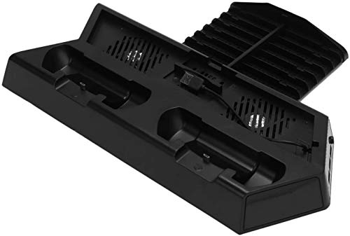 JIANGAA Juego Console Host multifunción Soporte Vertical Ventilador de refrigeración Joystick Caja de Almacenamiento para PS4 / PS4 Slim / PS4 Pro con luz indicadora