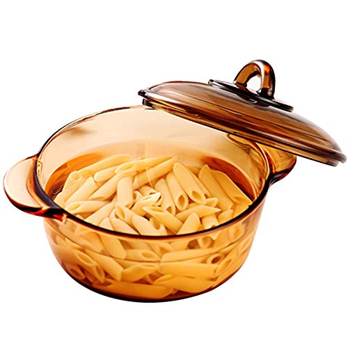 JINGMAI Cacerola De Vidrio Capacidad 1L, 1.5L, 2L, 3L, 5L, Olla De Vidrio Transparente con Tapa, Cacerola De Cristal Calentable Leche Fideos De Pasta (Color : Transparent, Size : 33x21cm)