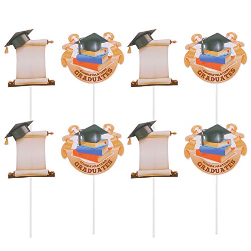 jojofuny 30 Pzas 2021 Graduación Fiesta Pastel Toppers en Blanco Enhorabuena Grad Cap Cupcake Picks Postre Toppers Palillo de Dientes para Los Suministros de Fiesta de Graduación