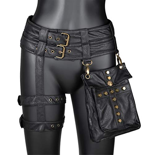 JOMSK Steampunk Bag Punk Retro Roca gótico gótico Hombro Cintura Bolsas Victorian Estilo para Mujeres Hombres Pierna Muslo Funda Bolsa Muebles de Baño (Color : Black, Size : One Size)