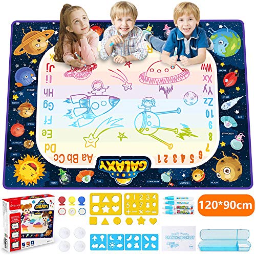 JOYSPACE Agua Dibujo Pintura Pizarra Mágica Alfombra de Agua Doodle Esteras de Agua Doodle Regalos de Dibujo Juegos Juguetes Educativo para Niños Niñas de 3 4 5 6 7 8 años-120*90cm