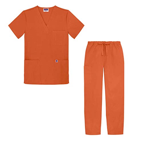 Juego de pomos unisex – Uniforme médica con parte superior y pantalón – S8400 – naranja mandarina – 2 unidades