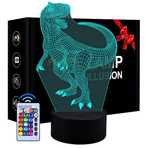 Juguetes para niños de 5 años, Dinosaurio Luz Nocturna Regalos para niños Niñas 3-9 años Niños pequeños Lámpara Regulable 3D LED Luz Nocturna Juguetes para niños Niños Presentes Edad 4 5 6 7 8