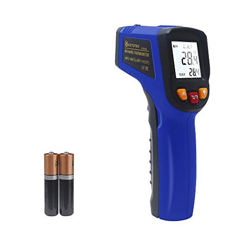 KETOTEK Termómetros Infrarrojos Láser Digital Infrared Thermometer -50~600℃ (-58~1112℉) FDA Sin Contacto Punto Termometros Pistola Termómetro de Alimentos Profesional Probador de Temperatura (Azul)