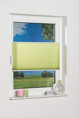 Khome Cortina Plisada Palma con fijación de Arandelas, poliéster, Verde, 65 x 130 cm