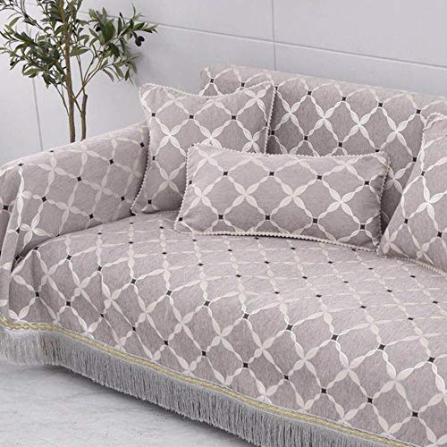 KKDIY Funda de sofá de un Solo Asiento Bordado Jacquard Chenilla Sofá Toalla Funda Antideslizante Reposabrazos Respaldo Fundas de sofá para Sala de Estar-como Imagen, 190x200cm