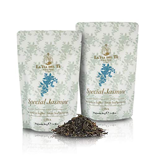 La Via del Te Special Jasmine, Té Verde Chino con Jazmín - Bolsita de 50gr (Paquete de 2 Piezas)