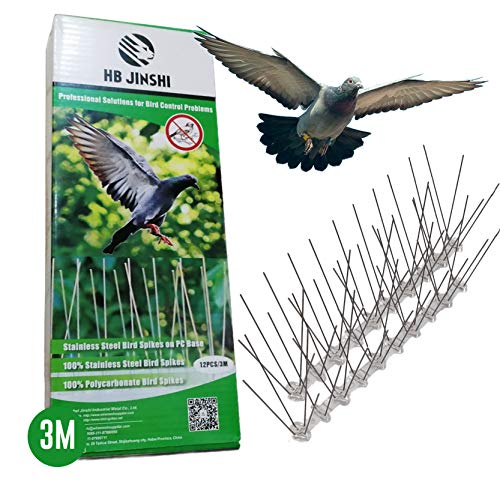 LAZZARU Pinchos Antipalomas Acero Inoxidable - 3 Metros – Pack 12 Hileras de 25 cm – Púas Repelentes de Aves – Kit Ahuyenta Pájaros – Sistema Espanta Palomas para Control de Plagas Jardín