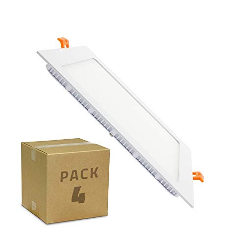 LEDKIA LIGHTING Pack Placa LED Cuadrada SuperSlim 18W (4 un) Blanco Frío 6000K - 6500K