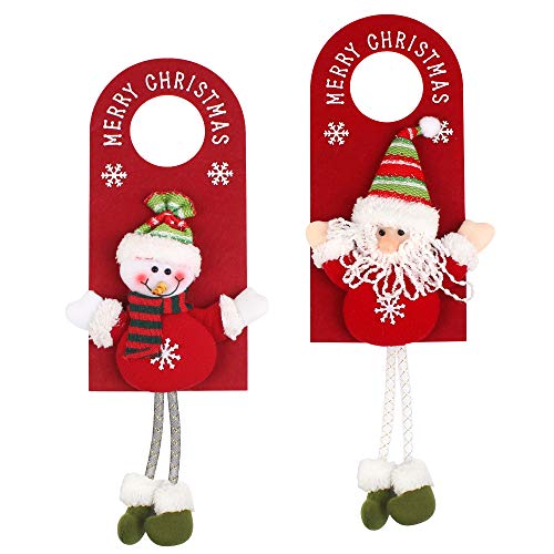 Ledoo Colgador de Puerta de Navidad 2 Piezas Colgantes de Puerta de Navidad, Decoraciones de Puerta de Navidad, Colgador de Puerta de Papá Noel para Puerta de Hotel, Perilla de Puerta