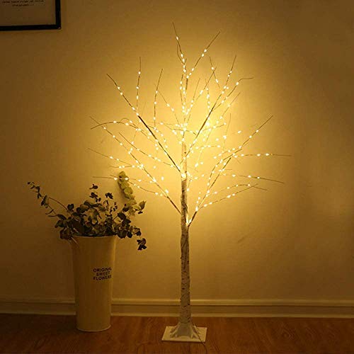 LEERAIN Abedul Lámpara De Piso, Bonsái Luces De Arbol, Luciérnaga Hada Decorativo Lámpara De Mesa, Luz De Noche, Blanco Cálido para La Boda Sala Habitación Partido Regalo,120cm(216LEDs)