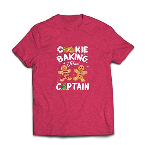 lepni.me Camisetas Hombre Equipo de horneado de Galletas de Navidad Capitán de Vacaciones de la Familia (X-Large Brezo Rojo Multicolor)