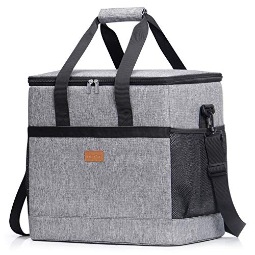 Lifewit 40L Nevera Portatil Grande Bolsa Térmica Porta Alimentos Bolsa Isotermica con Correa Ajustable Bolso para Picnics, Fiestas, Camping, Gris