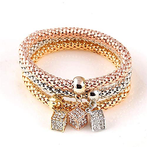 LIIYANN Golden Charm Bracelet Heart Bracelet Women's Bracelet (19-22cm) 18 Rose Gold Plated (Color : B) Gift