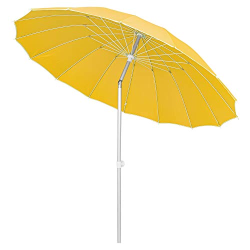 LOLAhome Parasol sombrilla Mostaza con Varillas Flexibles de Fibra de Carbono y mástil de Aluminio de Ø 250 cm