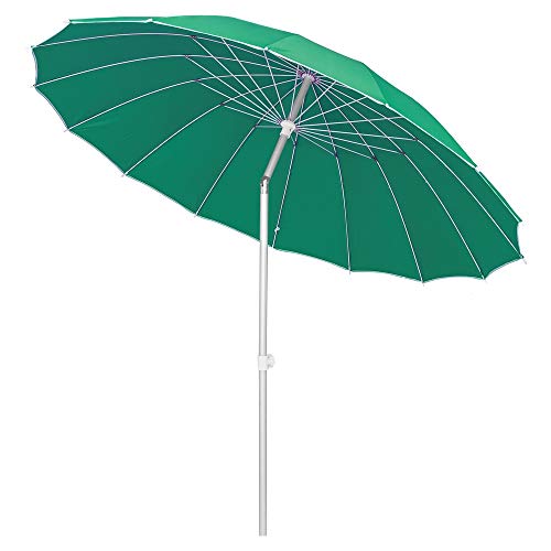 LOLAhome Parasol sombrilla Verde con Varillas Flexibles de Fibra de Carbono y mástil de Aluminio de Ø 250 cm