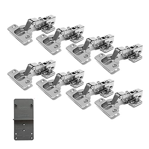 LOOTICH 110 Grado Semi Solapado 35mm Soft Close Bisagras de Clip con Amortiguación Bisagra con Suave Cierre para Puerta de Mueble Armario de Cocina 8 Pcs