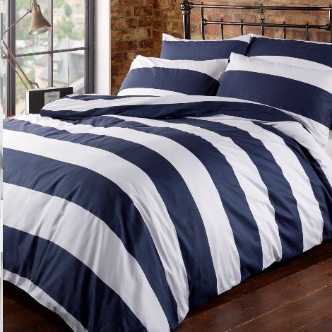 Louisiana Bedding Set y Juego Cubre Funda de Edredón Nórdico Azul y Blanco SuperKing