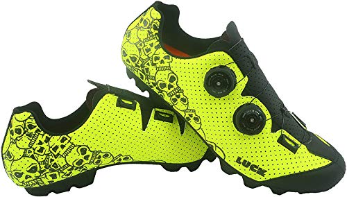 LUCK Zapatillas MTB Galaxy Calaveras. Zapatos Ciclismo Montaña para Hombre y Mujer. Suela de Carbono. Doble Cierre Rotativo ATOP. Calzado Bicicleta MTB (42 EU Ancho)