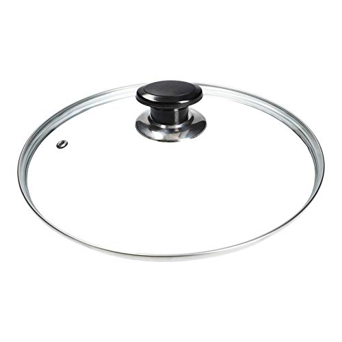 LUTH Premium Profi Parts - Tapa de Vidrio Universal 20cm con manija y Borde Protector de Acero Inoxidable para ollas, sartenes, caserolas.